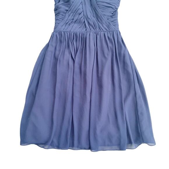 Bill Levkoff Chiffon Short Strapless Dress Sweetheart Neckline Navy 6 Bridesmaid - Picture 7 of 12